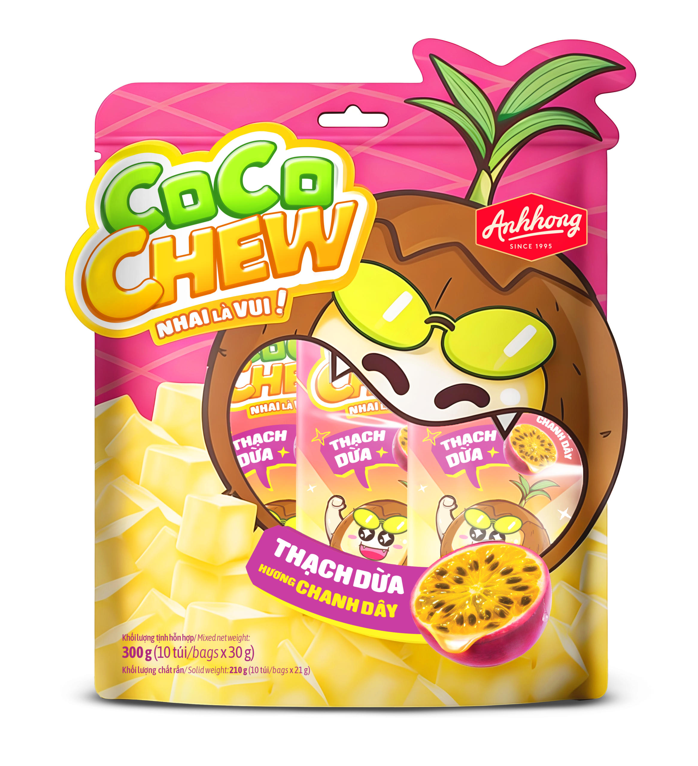 CocoChew Thạch Dừa Túi Hương Chanh Dây