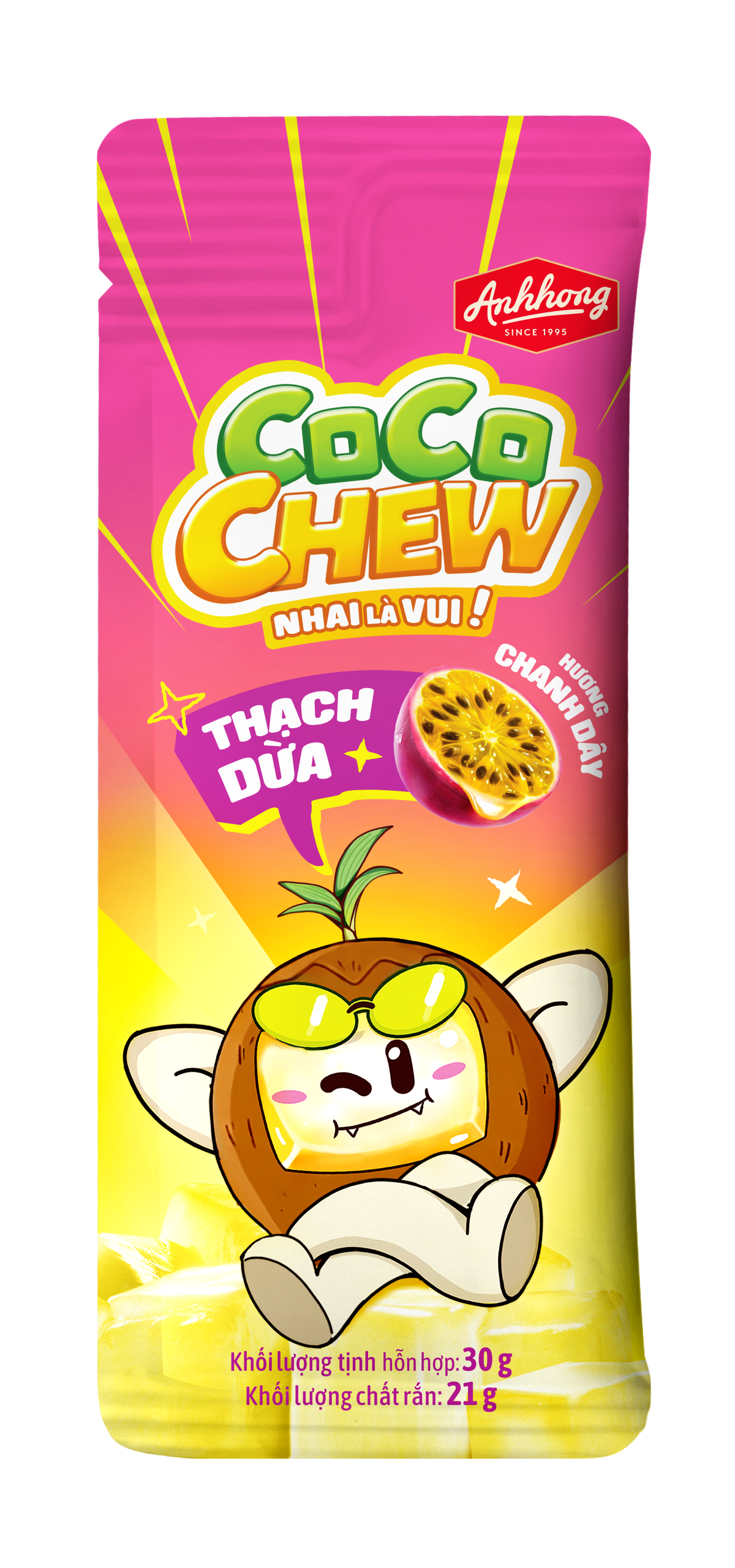 CocoChew Thạch Dừa Túi Hương Chanh Dây